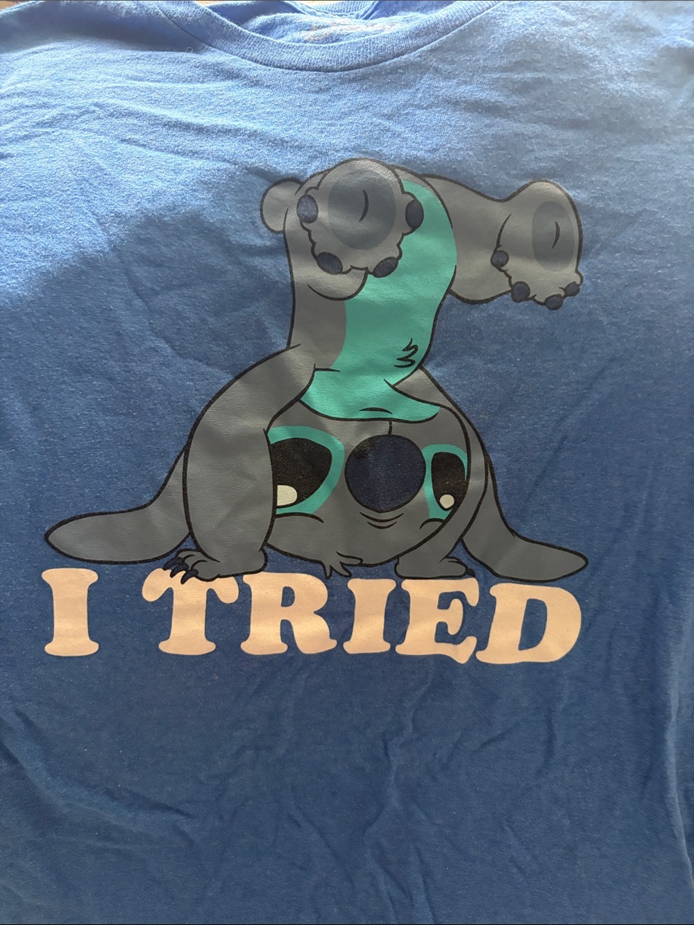 Disney Blue Stitch 'I Tried' Dog Graphic Tee